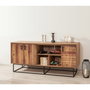Hanah Home Consola 751, Mueble Moderno Industrial Rústico, Negro, Melamina y Metal, 180x80x40 cm